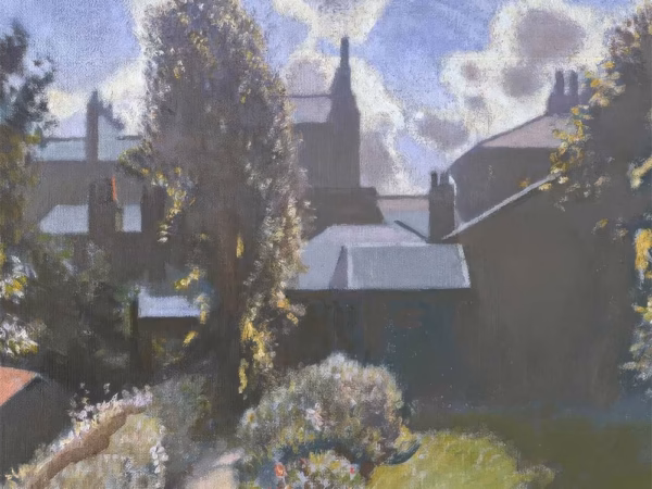 George Clausen Greetings Cards: ‘My Back Garden’, George Clausen, oil on canvas, 1940.