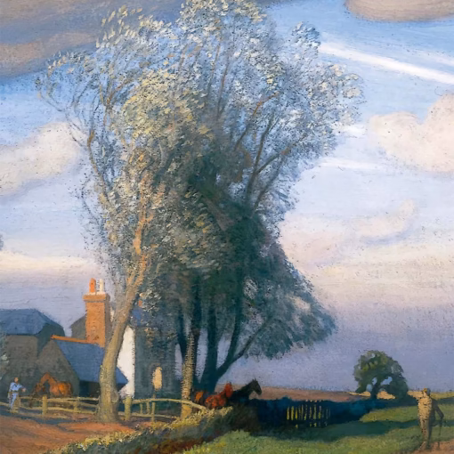 George Clausen Cards: ‘Willow Tree Farm’, George Clausen, oil on canvas, 20th century.