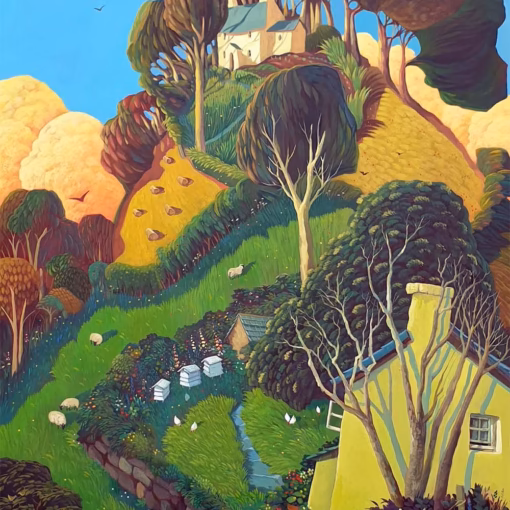 ‘The Birds and the Bees’, Jo March, acrylic on board.