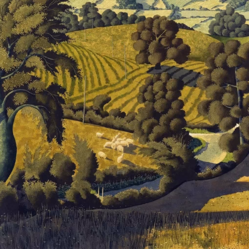 ‘Junction at High Newstead and Hammer Farm’, Simon Palmer, watercolour, gouache and ink.