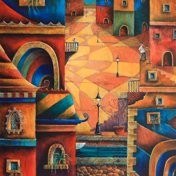 Adrian Sykes Cards: ‘Serenade’, Adrian Sykes, oil and mixed media on board.