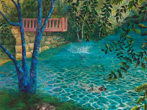 Adrian Sykes cards: ‘The Swimmers’, Adrian Sykes, oil and mixed media on board.