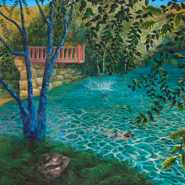 Adrian Sykes cards: ‘The Swimmers’, Adrian Sykes, oil and mixed media on board.