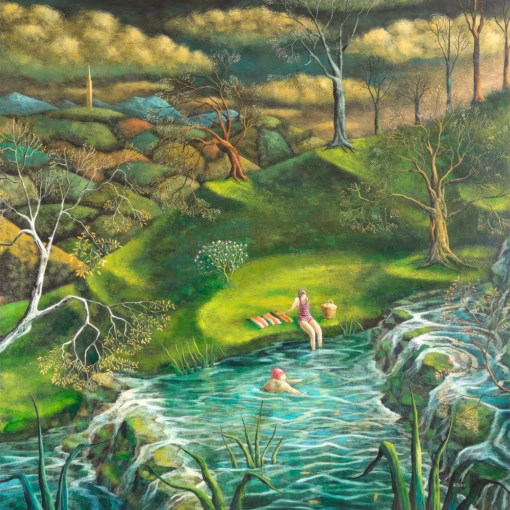 Adrian Sykes cards: ‘Wild Swim’, Adrian Sykes, oil and mixed media on board.