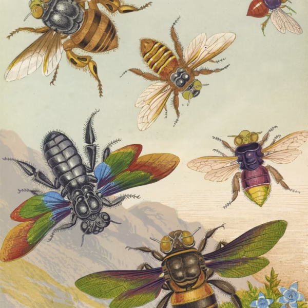 Bee Greetings Cards: ‘Beautiful Exotic Bees’, from Curiosities of Entomology, Groombridge & Sons, 1871.