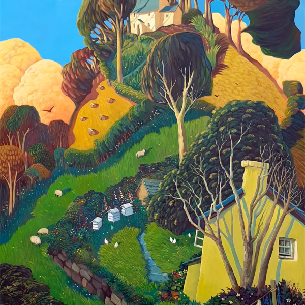 ‘The Birds and the Bees’, Jo March, acrylic on board.