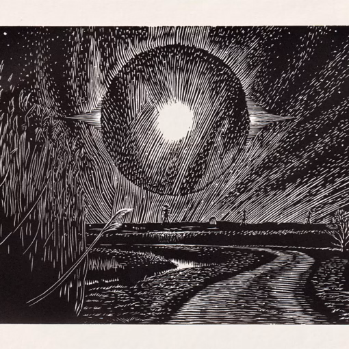 ‘Beyond Earth’s Bounds’, Keith Pettit, wood engraving.