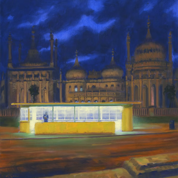 Brighton Greetings Cards: ‘Pavilion Bus Shelter’, Mark Harrison, oil on board.
