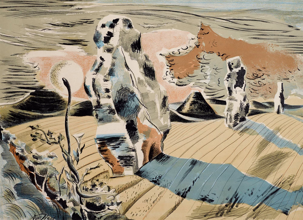 Paul Nash Cards: ‘Avebury’ (Detail). Paul Nash, watercolour, 1935.