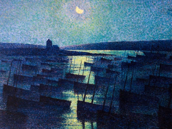 ‘Camaret, Moonlight and Fishing Boats’, Maximilien Luce, oil on canvas, 1894.