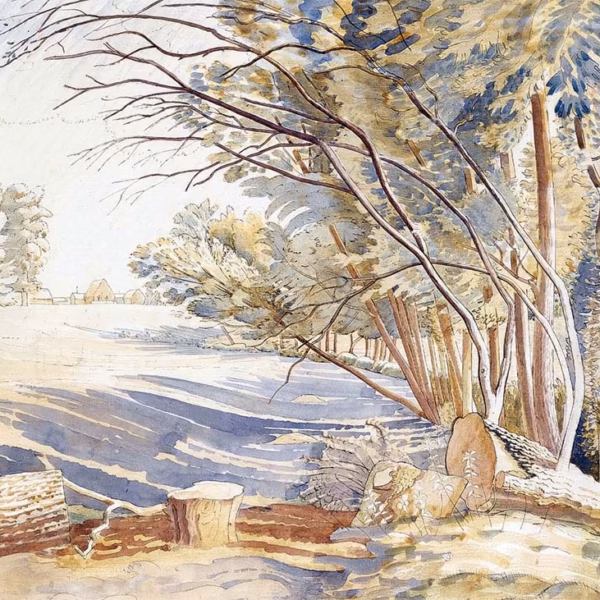 Eric Ravilious Artworks: ‘Afternoon in the Field’, watercolour, 1932.