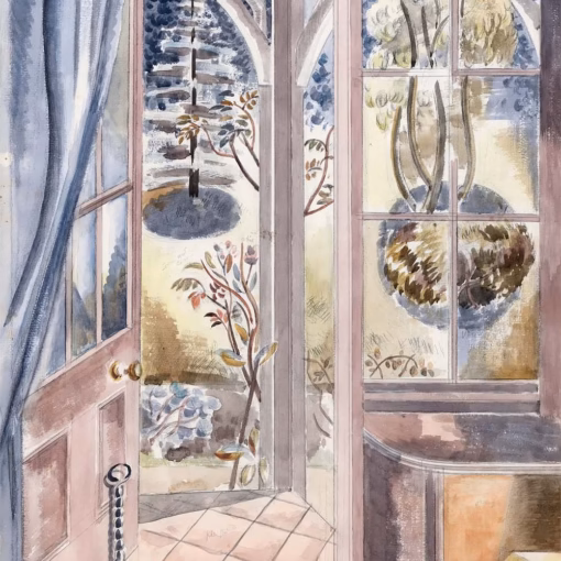 Paul Nash Art: Greetings Cards: ‘The Door to a Garden’, Paul Nash, watercolour, 1925.