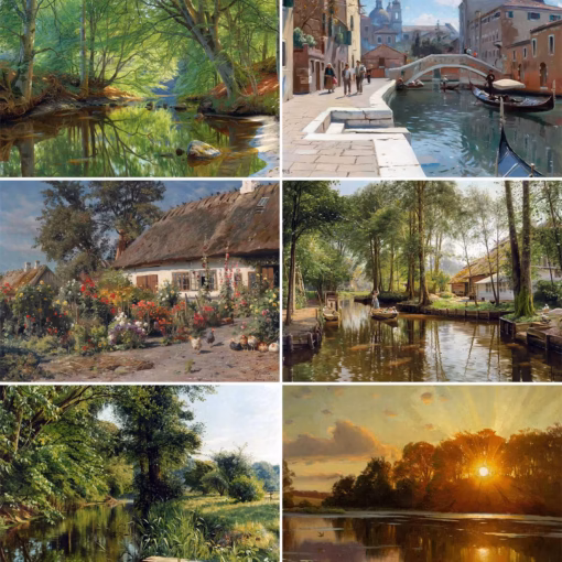 The Peder Mørk Mønsted Postcard Collection Panel.