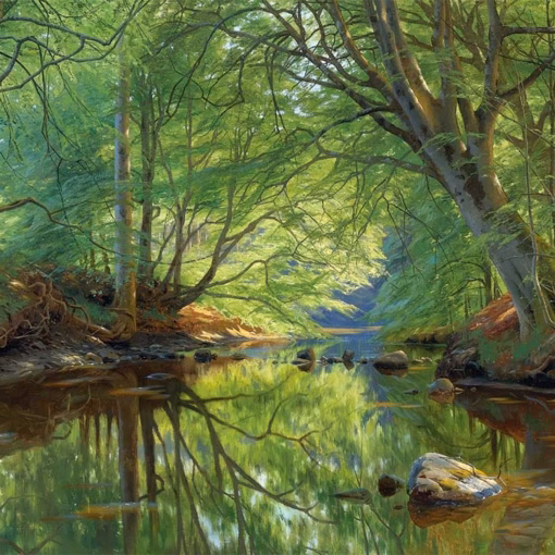 ‘Forest Stream’, Peder Mørk Mønsted, oil on canvas, 1896.