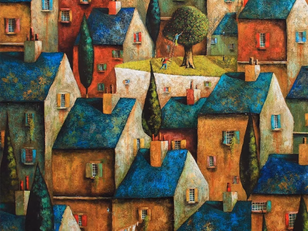 Adrian Sykes Greetings Cards: ‘Secret Garden’, Adrian Sykes, oil and mixed media on board.