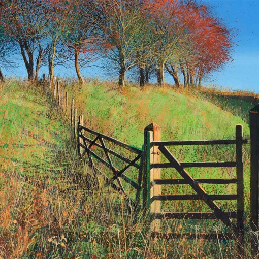 ‘Berries & Gates’, Paul Evans, acrylic on canvas, 2024.