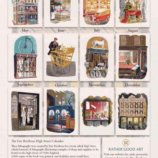 Eric Ravilious Calendar: High Street - Calendar images.