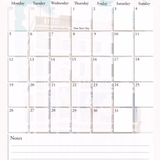 Eric Ravilious Calendar: High Street - Coach Builder (January).