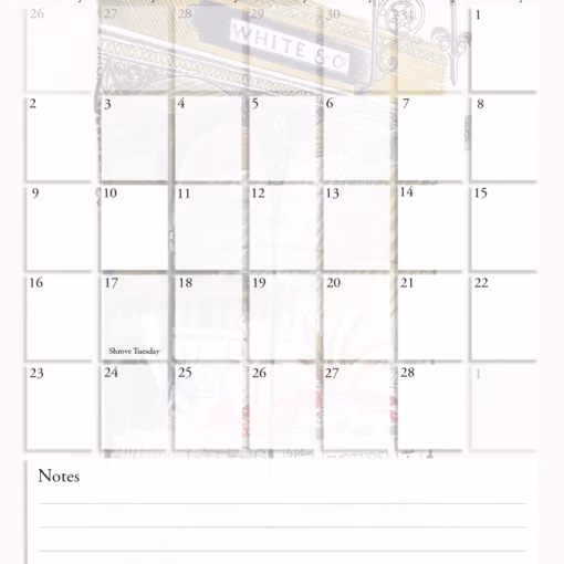 Eric Ravilious Calendar: High Street - Oyster Bar (February).