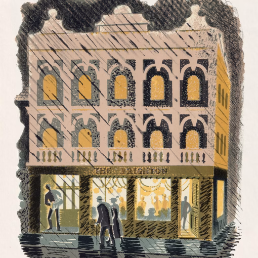 Eric Ravilious Calendar: High Street - Pharmaceutical Public House (December).