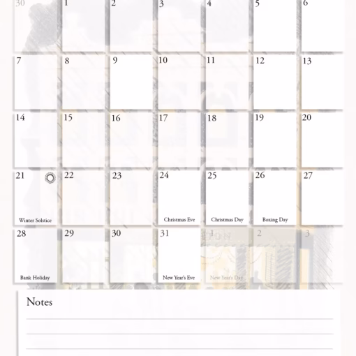 Eric Ravilious Calendar: High Street - Pharmaceutical Public House (December).