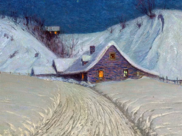 ‘Winter’s Cabin at the Curve’, Birge Harrison (1854-1929), oil on canvas, 1908.