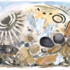 ‘Alchemy of Upton Lovell’, Rose Ferraby, painted collage & acrylic paint, 2025.