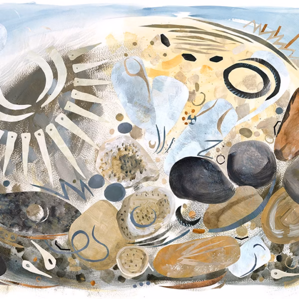 ‘Alchemy of Upton Lovell’, Rose Ferraby, painted collage & acrylic paint, 2025.