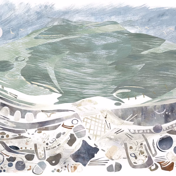 ‘Midden of All Cannings Cross’, Rose Ferraby, painted collage & acrylic paint, 2025.