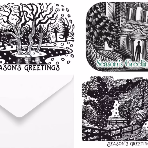 The Eric Ravilious Wood Engraving Christmas Card Collection (6 cards).