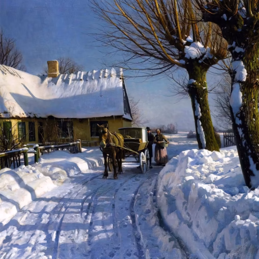‘Winter Landscape from Herstedvester’ Peder Mørk Mønsted, oil on canvas 1923.