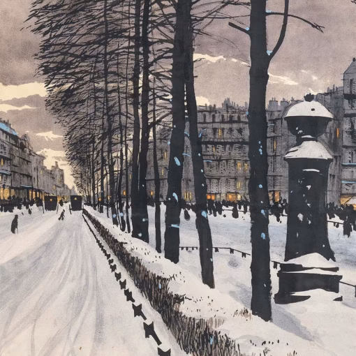 ‘A Paris Boulevard in the Snow’ Odo Dobrowolski, oil on canvas, 1910.