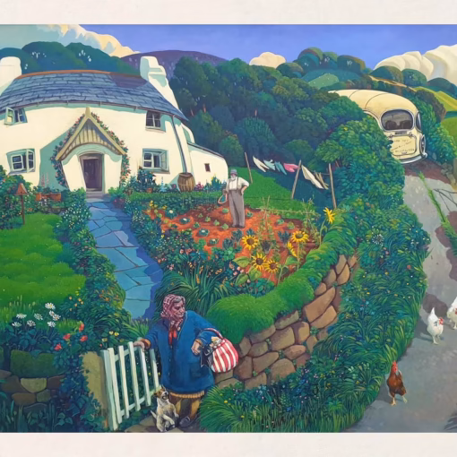 ‘Off the Bus’, Jo March, acrylic on board. A4 Board Print.
