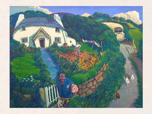 ‘Off the Bus’, Jo March, acrylic on board. A4 Board Print.
