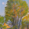 ‘Daytime Moon, the Garden at St Margarets’, Ian Archie Beck, watercolour, 2022.