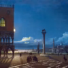 ‘Piazza San Marco by Moonlight, Venice’ Giovanni Grubacs (1829 – 1919), oil on canvas.