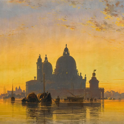 ‘Venice, Sunset Behind the Church of Santa Maria Della Salute’ Edward William Cooke, oil on canvas, 1855.