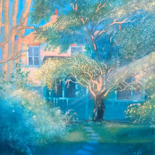 ‘April Afternoon in the Garden, St Margarets’, Ian Archie Beck, watercolour, 2022.