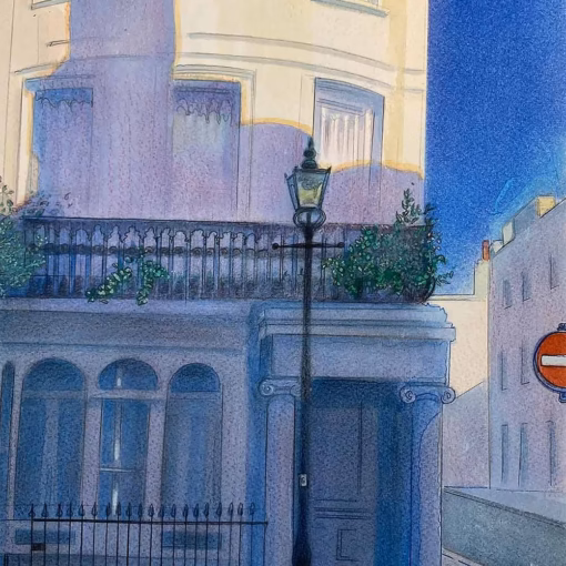 ‘Waterloo Street, Brighton’, Ian Archie Beck, watercolour, 2021.