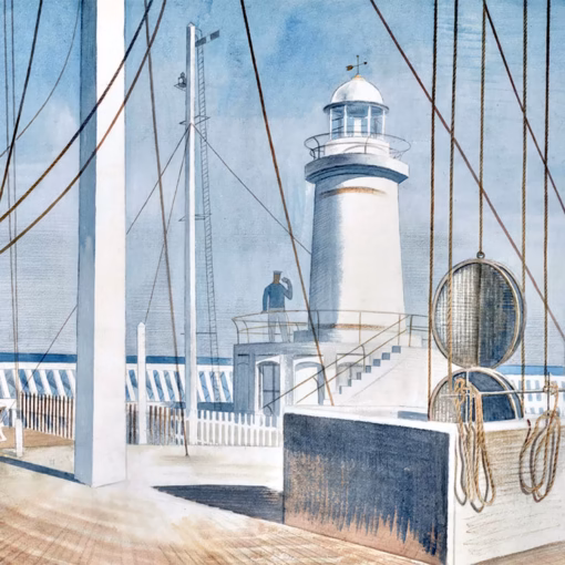Eric Ravilious Greetings Cards: ‘Newhaven Harbour’, watercolour, 1935.