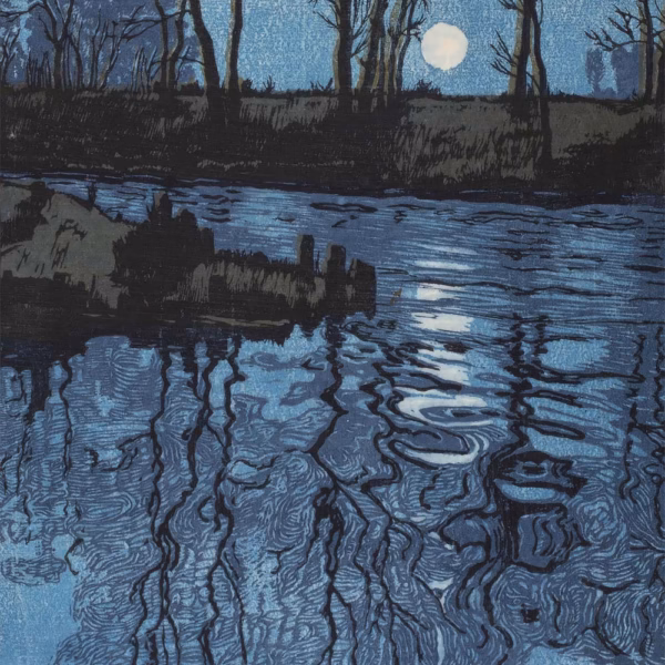 ‘Der Blaue Weiher (The Blue Pond)’, Hugo Henneberg, print from a linocut, 1904.