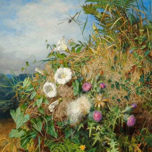 ‘Wildflowers at the Corner of a Cornfield’ Martha Darley Mutrie, oil on canvas, 19th Century.