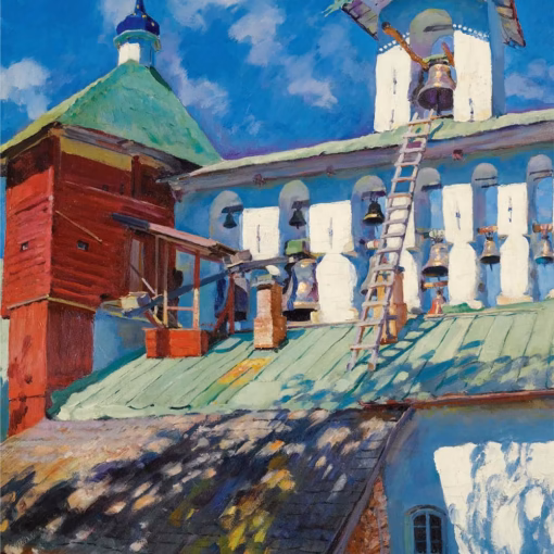 ‘The Belfry of the Pskovo-Pechersky Monastery’ Sergei Arsenevich Vinogradov, oil on canvas, 1929.