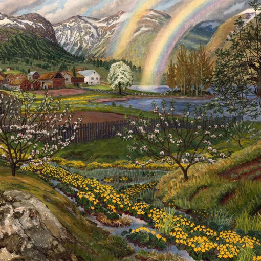 ‘Buttercups and Double Rainbow’ Nikolai Astrup, oil on canvas, 1918.