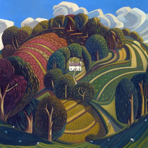 ‘Henry’s Farm’ Jo March, acrylic on canvas.