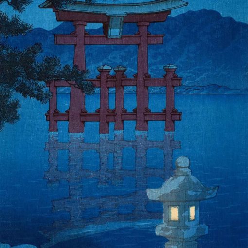 ‘Starlit Night at Miyajima’ Hasui Kawase, woodblock print, 1928.