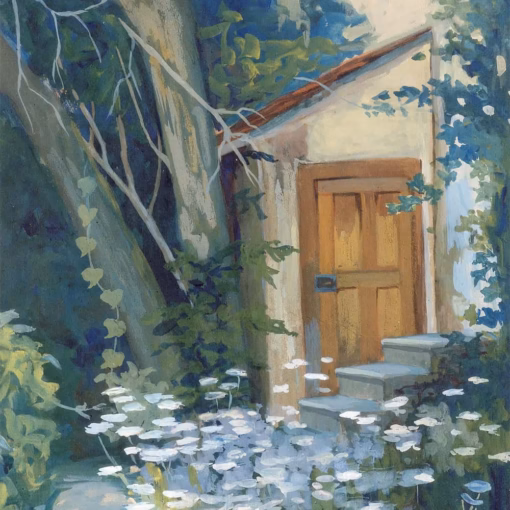 ‘Garden Corner with Hemlock Blossoms’, Klara Hasslwander, oil on canvas.