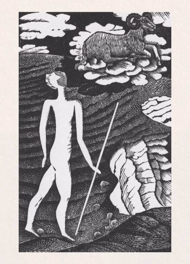 ‘April - Aries’, Eric Ravilious, wood engraving, 1928.