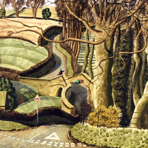 ‘Over the Bridge’ Simon Palmer, watercolour, gouache and ink.