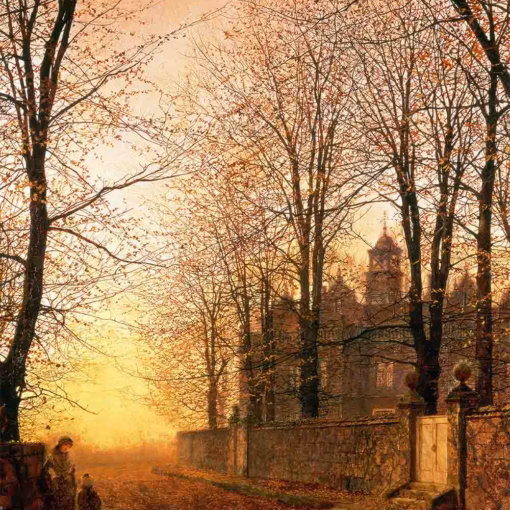 Autumn Greetings Cards: ‘In the Golden Olden Times’, John Atkinson Grimshaw, oil on canvas, 1870.